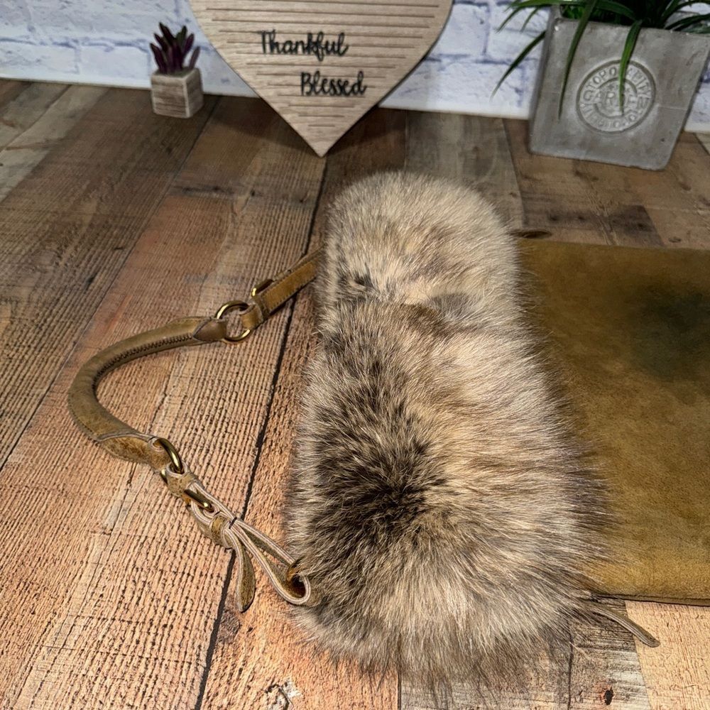 Authentic Prada Real Fox Fur & Suede Shoulder Bag COA In Photos Has Flaws* - Picture 9 of 16